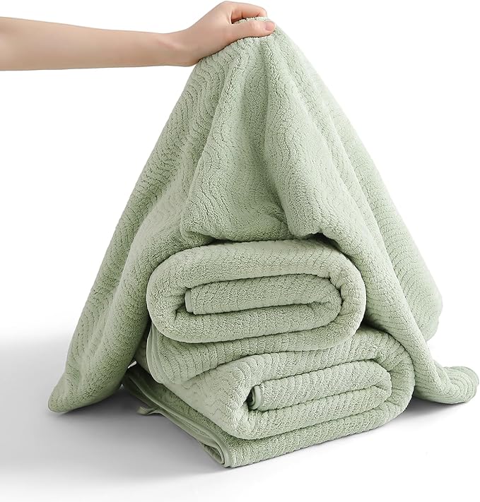 8 Piece Bath Towel Set Green|2 Oversized Large Bath Sheet, 2 Hand Towels - Image 4