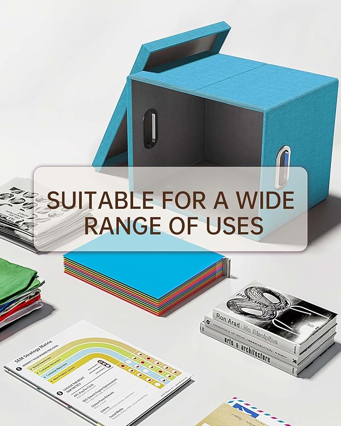 2 Pack File Storage Organizer, Document Organizer, Portable File Box with Lid, Fit for Letter/Legal File Folder Storage,Calamine Blue+Cobalt Green,Box only