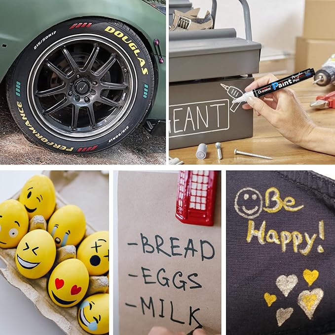 Overseas Green Paint Pens Paint Markers - Permanent Acrylic Markers 12 Pack, Water-Based, Quick Dry, Waterproof Marker Pen for Rock, Wood, Plastic, Metal, Canvas, Glass, Fabric, Mugs. Medium Tip