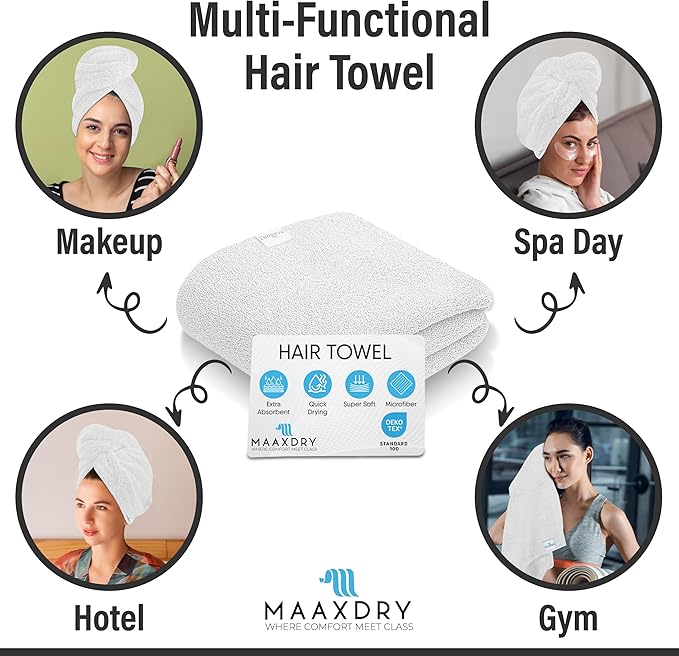 100% Cotton Hair Towel Wrap for Women, Men & Kids – Non-Microfiber 450 GSM - Image 6