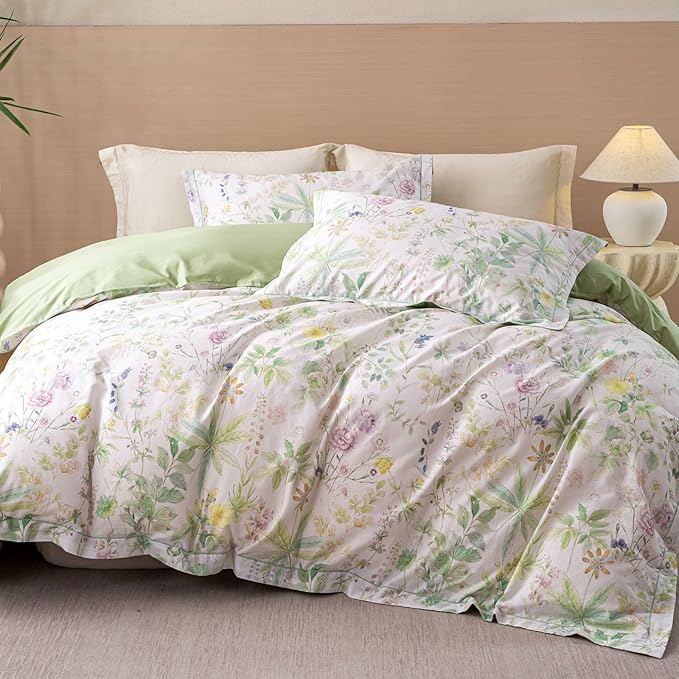 OAITE Duvet Cover Set King Size Floral Pattern Ultra Soft 100% Cotton Duvet by OAITE