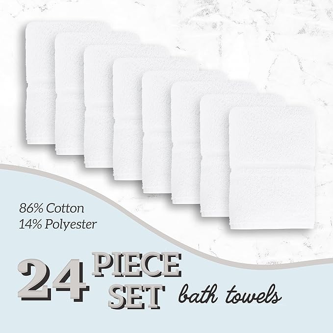 GREEN LIFESTYLE Dobby Border Towel 27x54 Cotton Blend Soft and Plush Crisp - Image 2