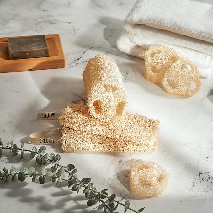 Chill Ah Natural Loofah Sponge Set – 100% Plant-Based, Biodegradable Bath - Image 2