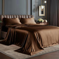 BEDELITE Satin Sheets Twin XL Size Bed Set, Luxury Soft Brown Silky Sheets by BEDELITE