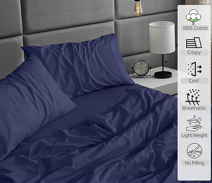 RUVANTI 100% Cotton Sheets – Full Size Percale Bedding, Cooling & Breathable - Image 3