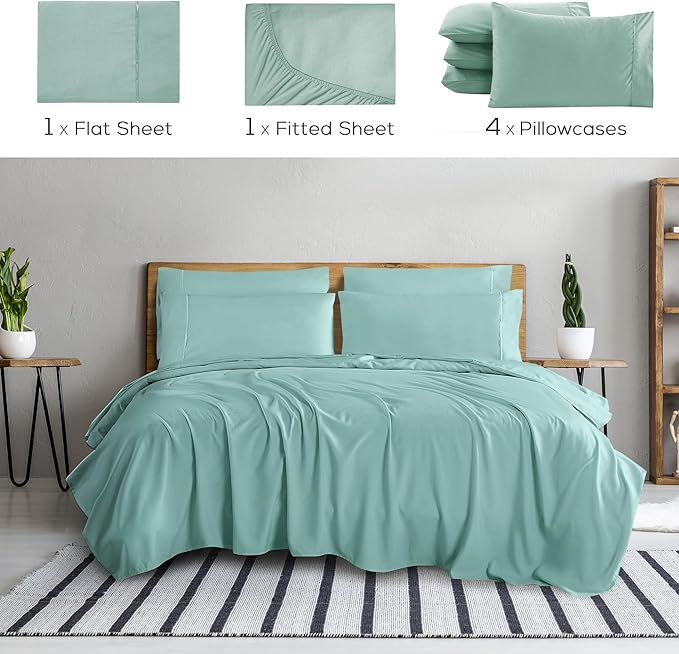 Mueller Ultratemp King Size Sheets Set, Super Soft 1800, 6 Piece, Deep Pocket - Image 2
