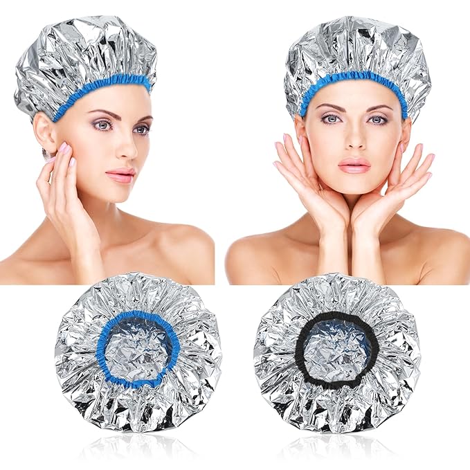2 Pcs Aluminum Foil Deep Conditioning Hair Cap Reusable Heat Cap - Image 8
