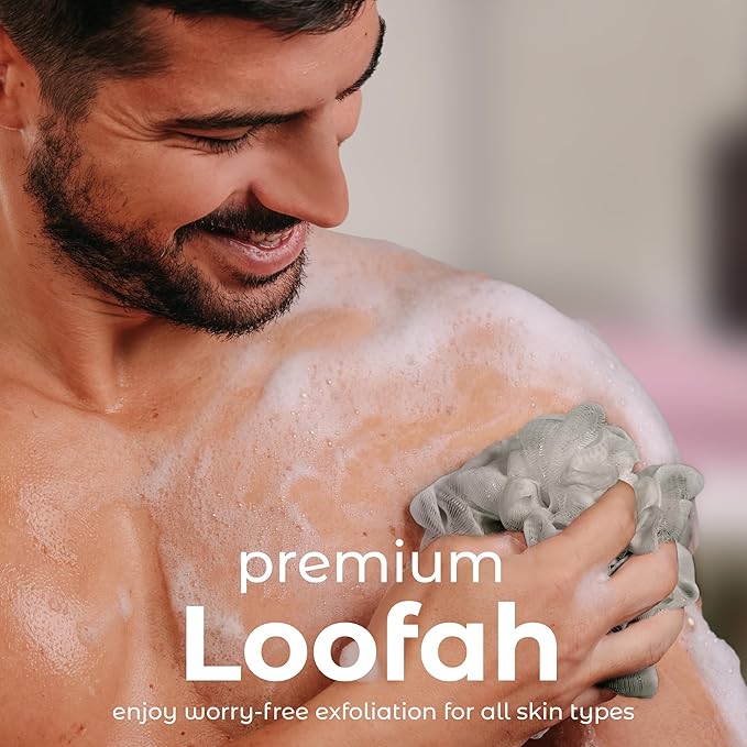 MainBasics Bath Shower Loofah Sponge Pouf Body Scrubber Exfoliator Body Wash - Image 2