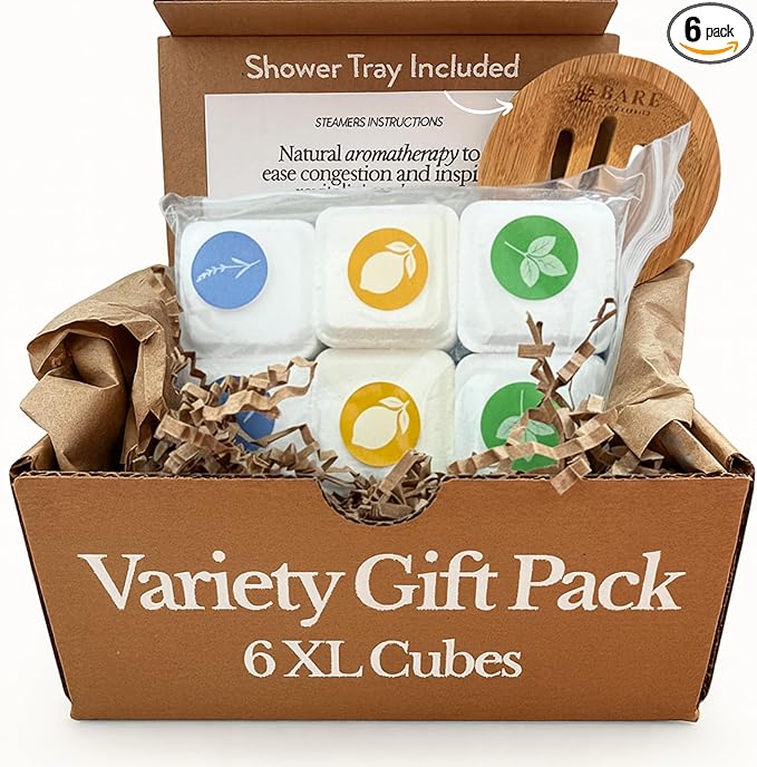Bare Botanics Shower Steamers 6 XL Cubes w/ Tray by BareBotanics