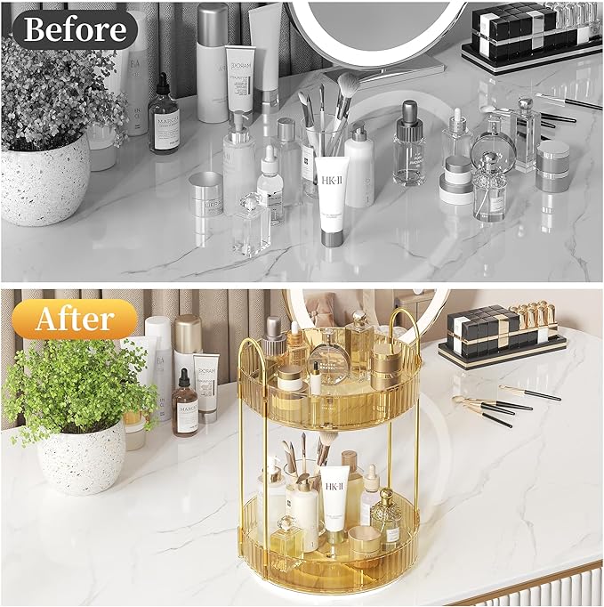 Rotating Makeup Organizer Countertop, Skincare Organizers, Spinning Perfume - Image 5