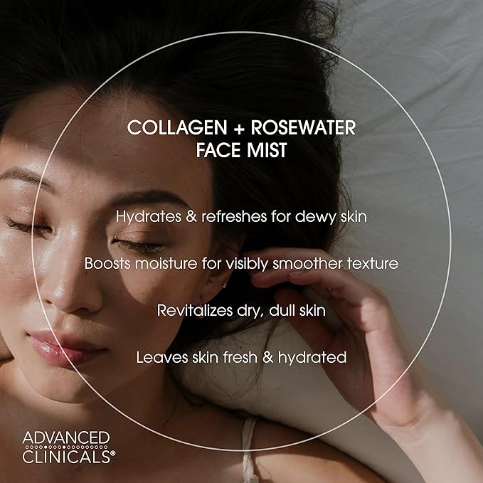 Advanced Clinicals Collagen Rosewater Face Mist Skin Care Reviving & Hydrating - Image 3