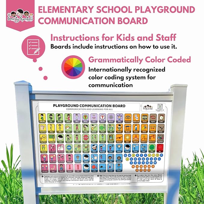 Weather-Proof Aluminum School Playground Communication Board for Autism - Outdoor Inclusive Communication Aid, Lightweight & Durable for Autism & Inclusive Play