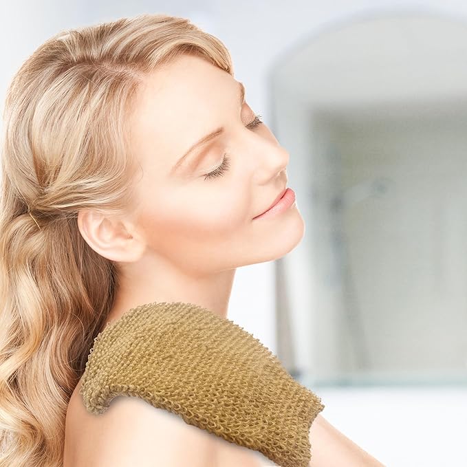 Natural Exfoliating Hemp Bath Mitt Shower Gloves Loofah Washcloth Sponge - Image 5