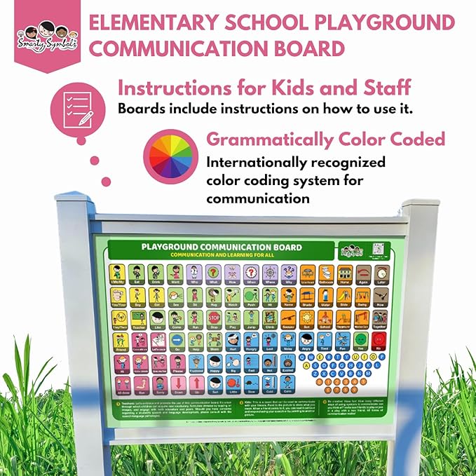 Weather-Proof Aluminum School Playground Communication Board for Autism - Outdoor Inclusive Communication Aid, Lightweight & Durable for Autism & Inclusive Play