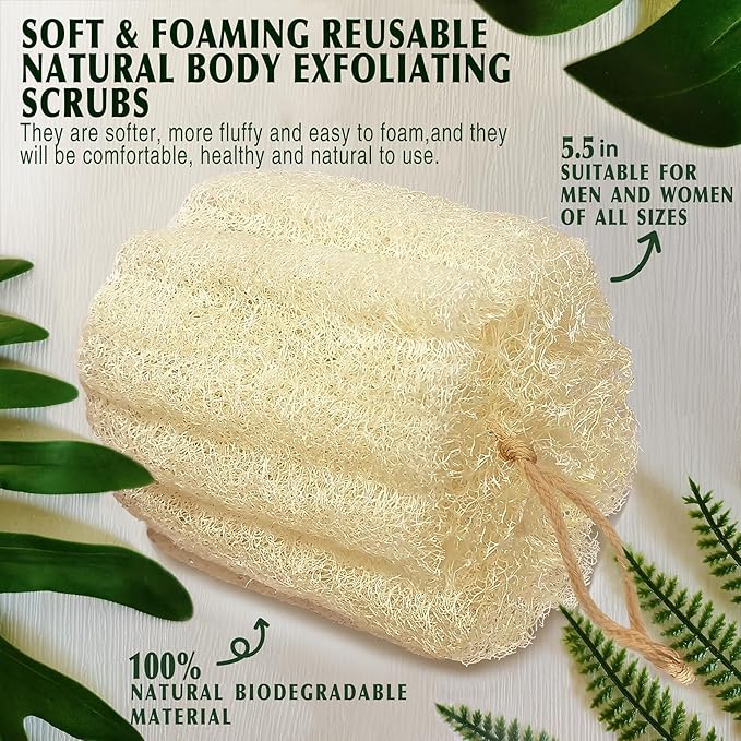 Natural Shower Loofah Sponge, Bath Exfoliating Loofa Body Scrubber, 5.5 “Soft - Image 2