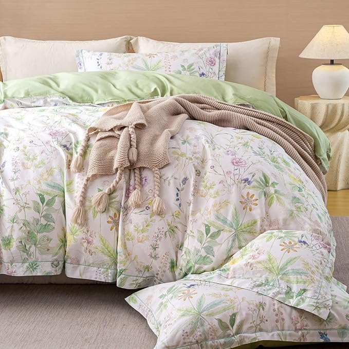 OAITE Duvet Cover Set Twin Size Floral Pattern Ultra Soft 100% Cotton Duvet - Image 3
