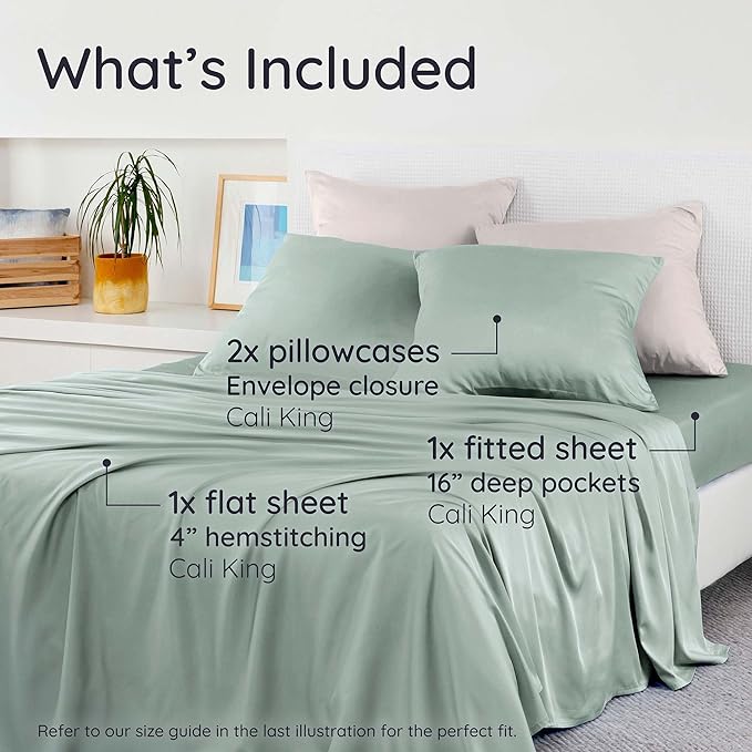 Bambaw 100% Viscose Derived from Bamboo Sheets California King Size – 4pcs Deep - Image 2