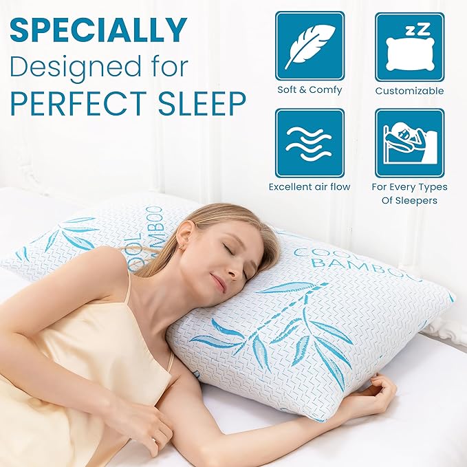 ComfySleep Queen Size 2 Pack Rayon Made from Bamboo Pillows - Image 4