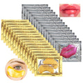 Permotary 30 Pairs 24K Gold Eye Masks & Lip Mask, Under Eye Patches and Lip Pads by Permotary