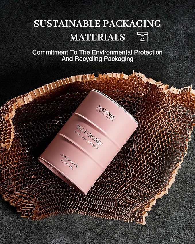 M&SENSE Wild Rose Large Natural Scented Candle, 120 Hours Long Lasting Soy - Image 5