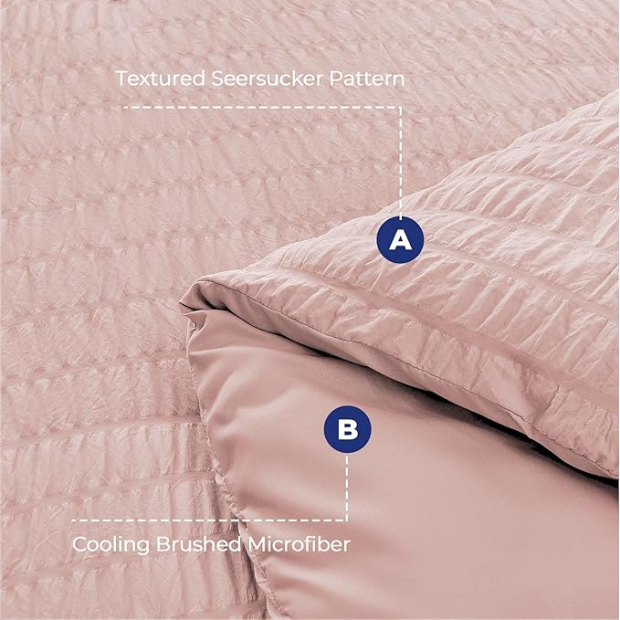 HYMOKEGE Rose Gold King Size Comforter Set Seersucker 7 Pieces, All Season - Image 4