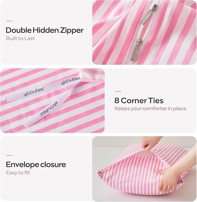 JELLYMONI Full Duvet Cover Set, Cotton Duvet Cover 2 Pieces - Image 4