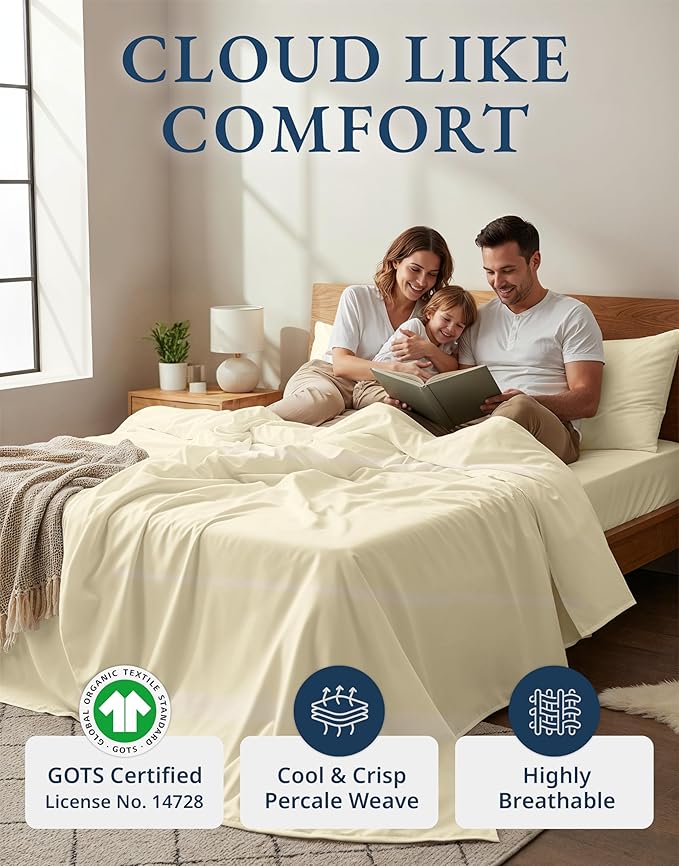 LANE LINEN 100% Organic Cotton Twin XL Sheets Set, 3-Piece Pure Organic Cotton - Image 2