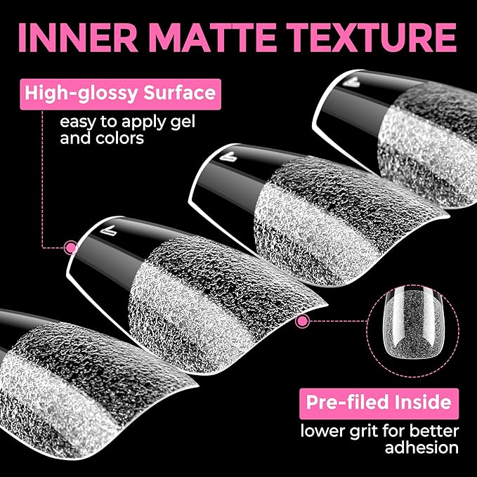 UNA GELLA Short Coffin Nail Tips: 216pcs Short Coffin Press on Nails Pre-shape - Image 7