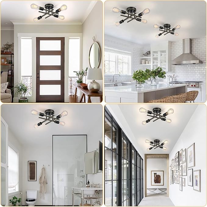 SunRider Industrial 4-Light Semi Flush Mount Ceiling Light Fixture, Oil Rubbed - Image 4
