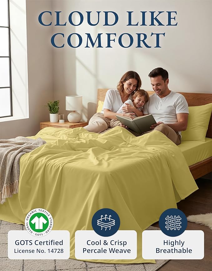 LANE LINEN Eco Friendly 100% Organic Cotton Fully Elasticized Twin XL Sheet Set - Image 2