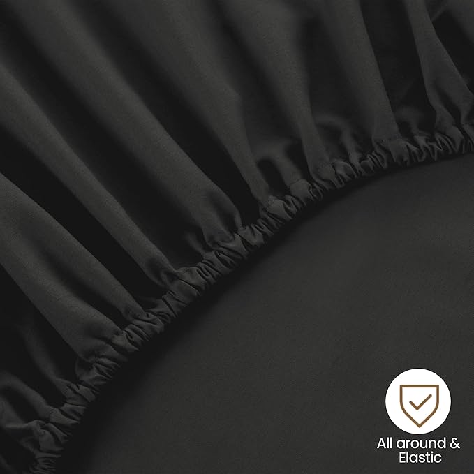 ROSE&RISY Black Full Fitted Sheet, Soft and Breathable - Image 6