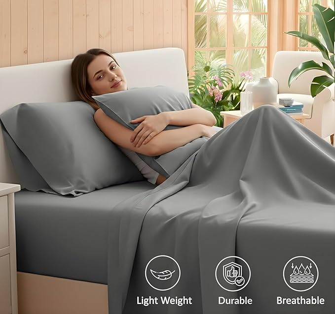 RUVANTI 100% Cotton Sheets – Full Size Percale Bedding, Cooling & Breathable - Image 6