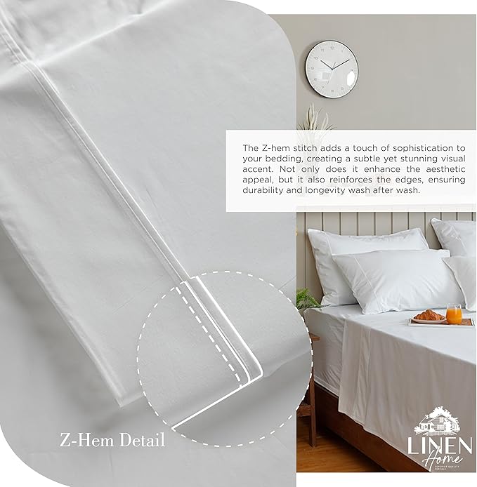 Linen Home 100% Cotton Percale Sheet Set Pack of 2, King Size, Deep Pocket - Image 3