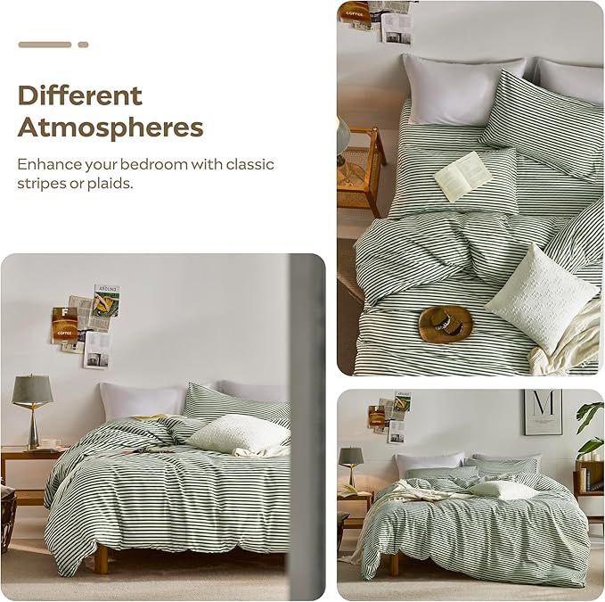 JELLYMONI 100% Natural Cotton Striped Duvet Cover Sets, - Image 5