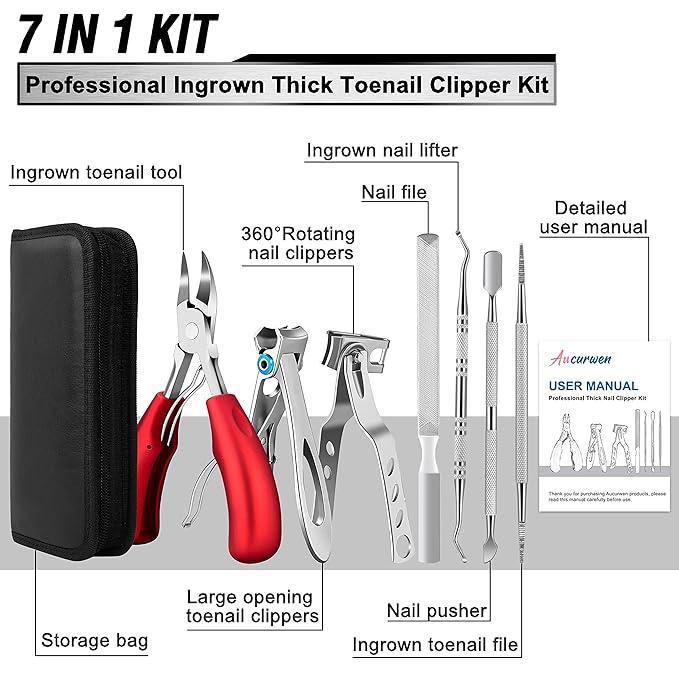Podiatrist Toenail Clippers for Seniors Thick Toenails, Professional Pedicure - Image 2