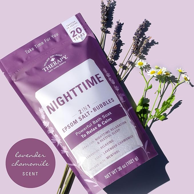 Village Naturals Therapy, Nighttime Foaming Epsom Soak, 36 Oz - Image 3