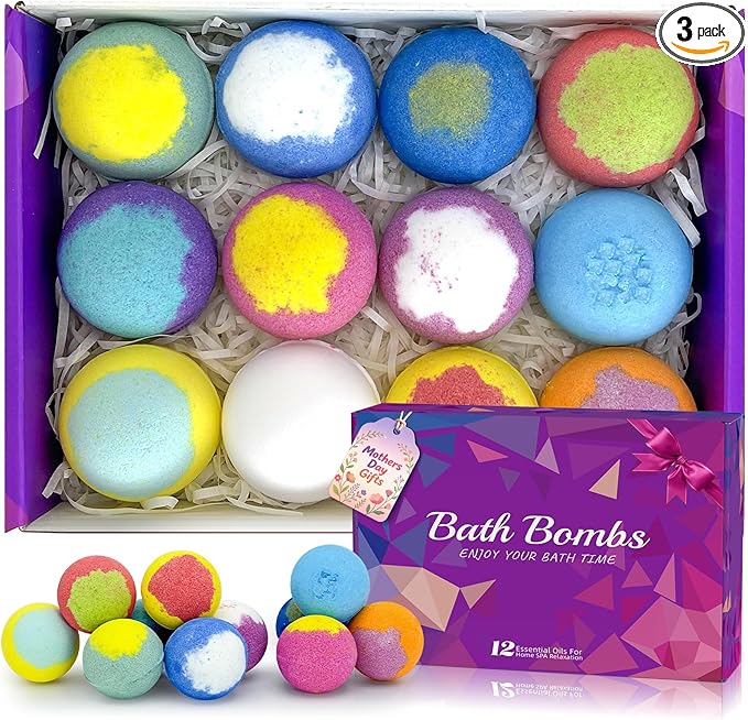 Bath Bombs for Women Gift Set 12 Pack Natural Relaxing Bath Bombs for by MURAN+SHOWER