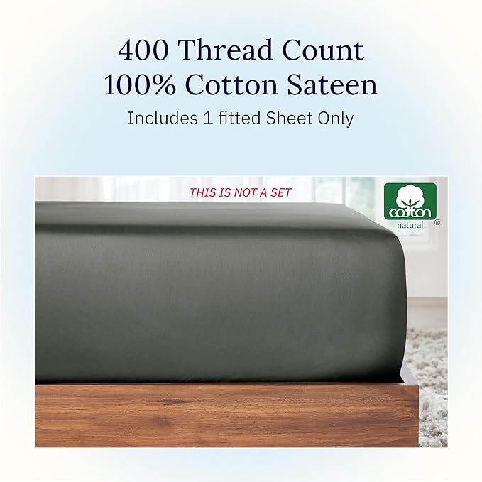 California Design Den Fitted Sheet Queen Deep Pocket, Soft 400 Thread Count - Image 4