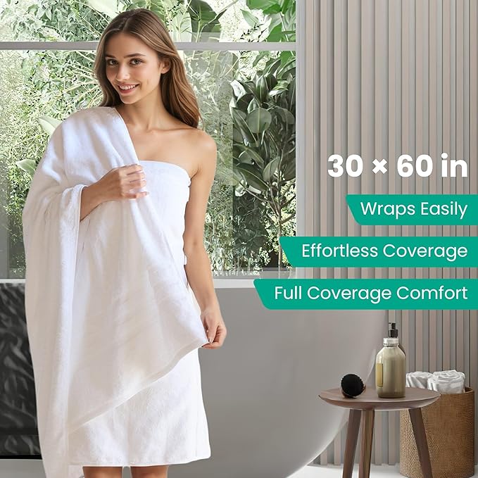 Bath Towels 4 Pack, Large 30 x 60 Inches, 100% Cotton Towels, Comfortable - Image 4
