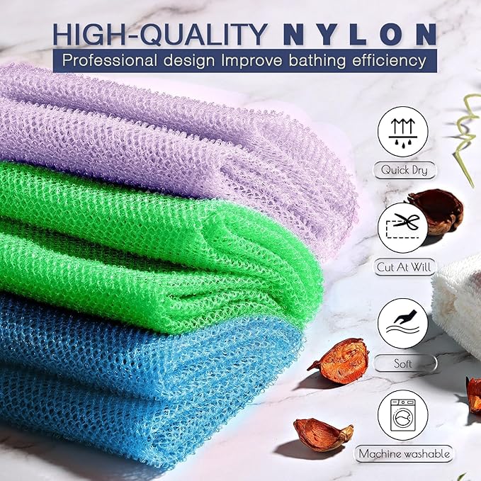 UJFQBH 3 Pieces African Bath Sponge African Net Long Net Bath Sponge - Image 4
