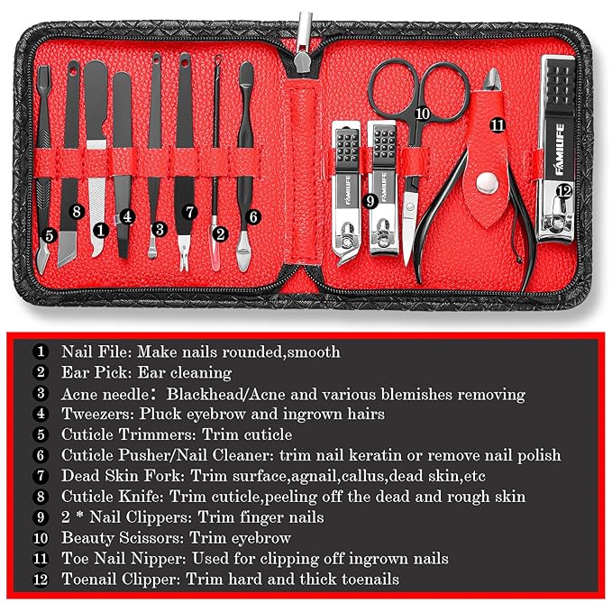 FAMILIFE Nail Kit, Professional Manicure Set Manicure Kit Nail Clipper Set - Image 6