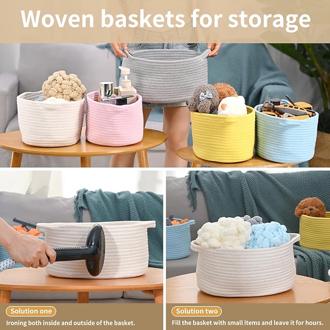 Happyiren Cute Woven Cotton Rope Basket - Image 6