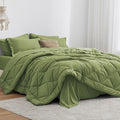 Love's cabin King Size Comforter Set Olive Green, 7 Pieces King Bed in a Bag by Lovescabin