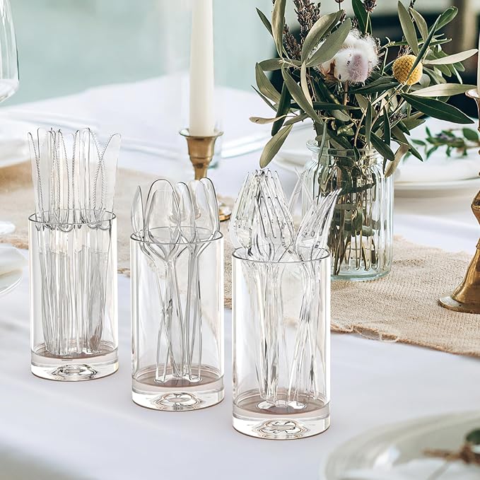 Dealusy 300 Count Extra Heavy Duty Clear Plastic Knives Disposable, BPA-Free, Heat Resistant, Solid and Durable Disposable Knives Bulk, Premium Plastic Knives heavy duty for Party Supply