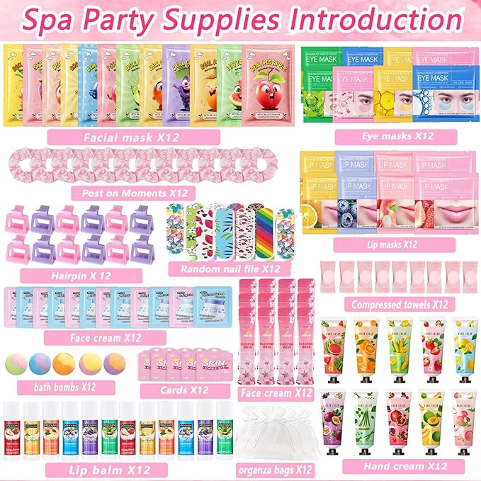 224 Pcs Spa Party Favors for Women, Include Facial Mask, Face Cream, Hand Creams - Image 2