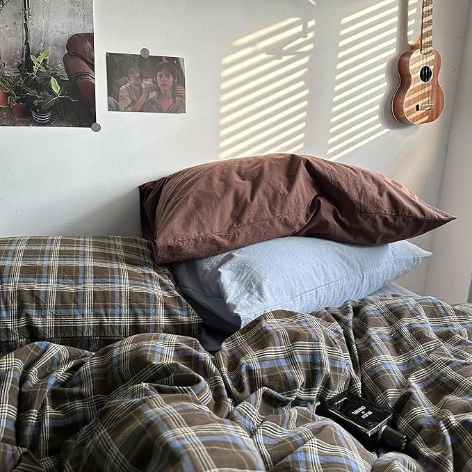 mixinni Vintage Buffalo Plaid Duvet Cover Set Queen Size - Image 4