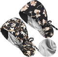 Satin Lined Scrub Caps with Buttons & Sweathand, Surgical Caps by Yuest