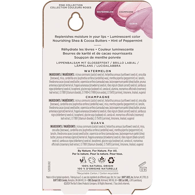 Burt's Bees Lip Shimmer Pink Collection, Tinted Lip Balm Stick, Moisturizing - Image 12
