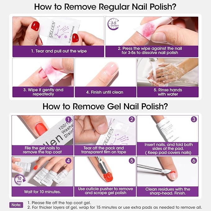 Gellen 400 Pack Nail Cleanser Pads and Acetone Nail Polish Remover Pad Kit - Image 12