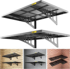 2Pack 2x3ft Adjustable Metal Garage Wall Shelving Heavy Duty Garage Storage Shelf Wall Mounted Black